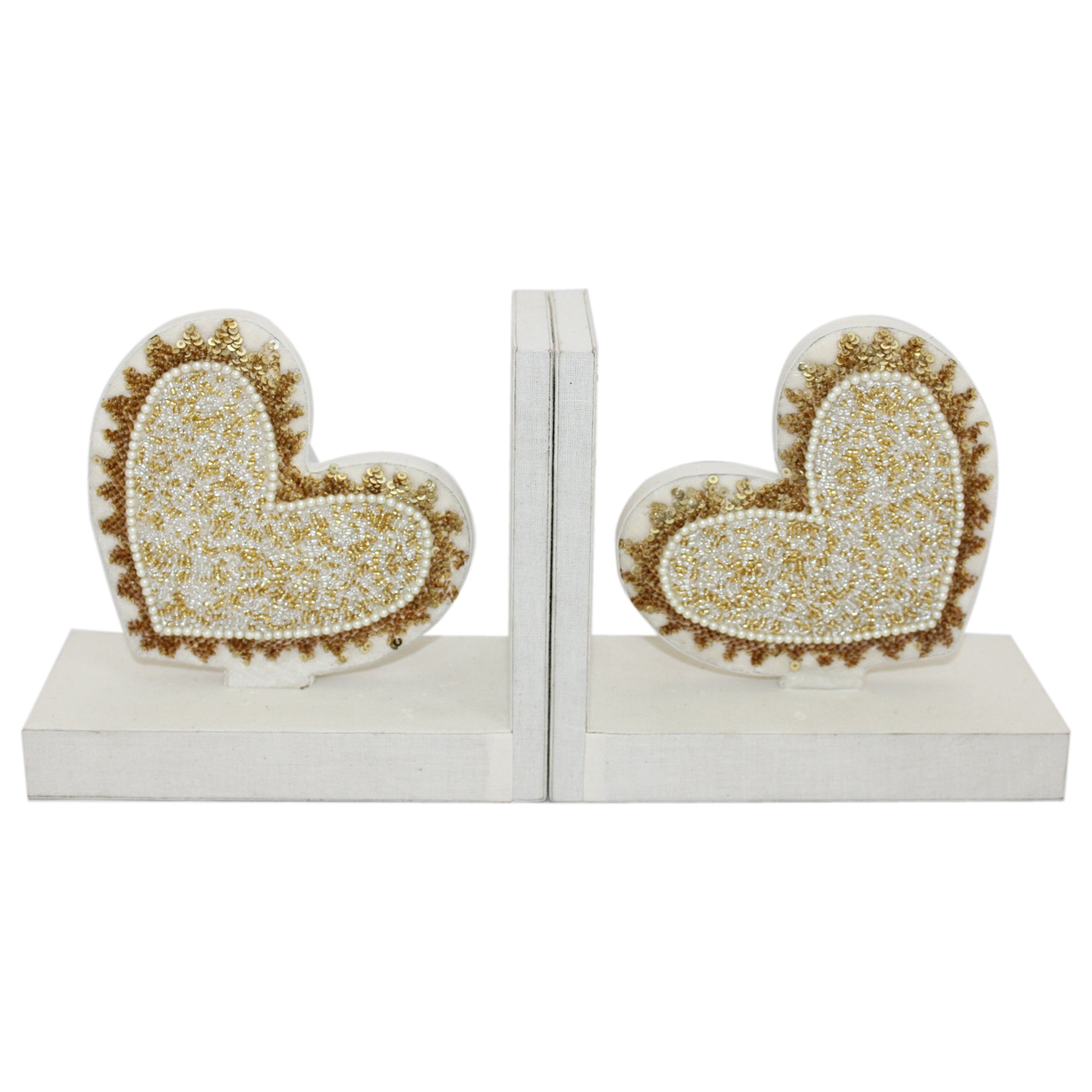 Beautiful Sequin Heart Design Bookends (Set of 2 Pieces)